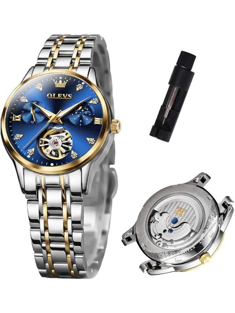Women’s Gold Blue Automatic Starry Sky Diamond Bezel Luxury Mechanical Watches